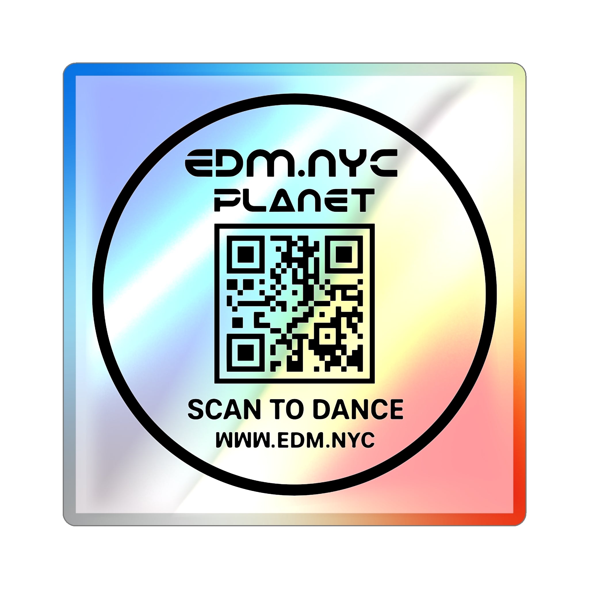EDM NYC PLANET Holographic QR Code Sticker – Scan To Dance