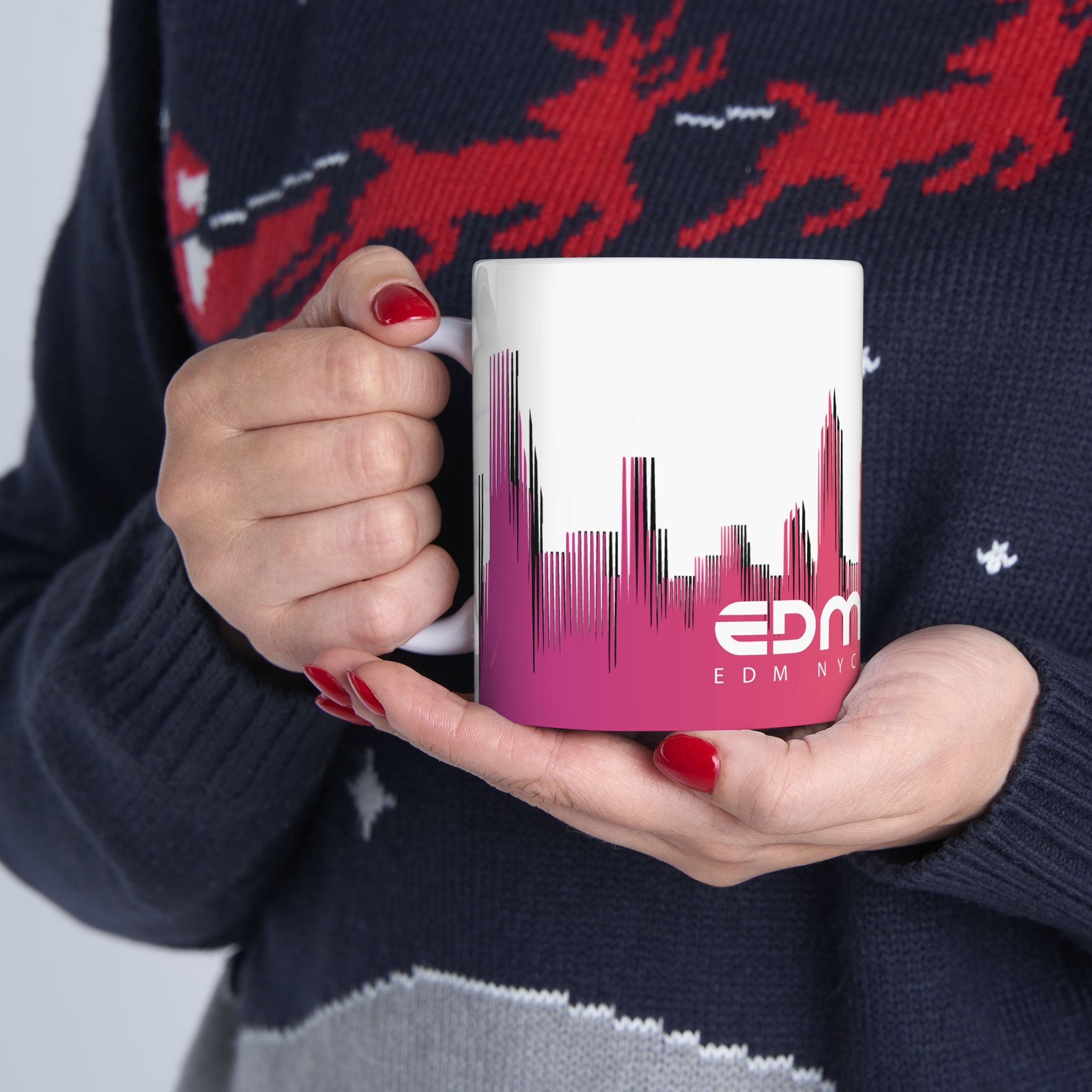 EDM NYC Skyline Ceramic Mug – Electronic Music Coffee Mug, NYC Cityscape Design (11oz, 15oz)