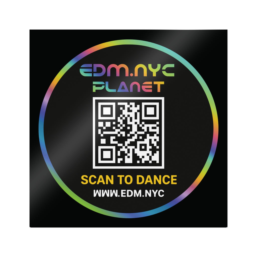 EDM.NYC Planet QR Die-Cut Sticker — “Scan to Dance” Club Sticker
