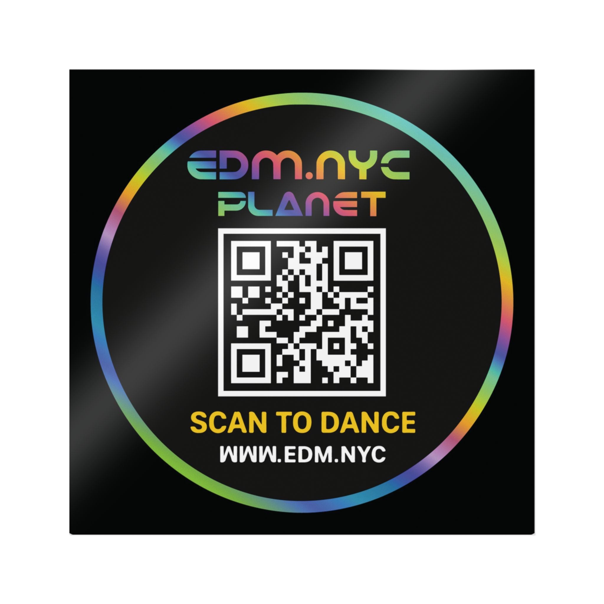 EDM.NYC Planet QR Die-Cut Sticker — “Scan to Dance” Club Sticker