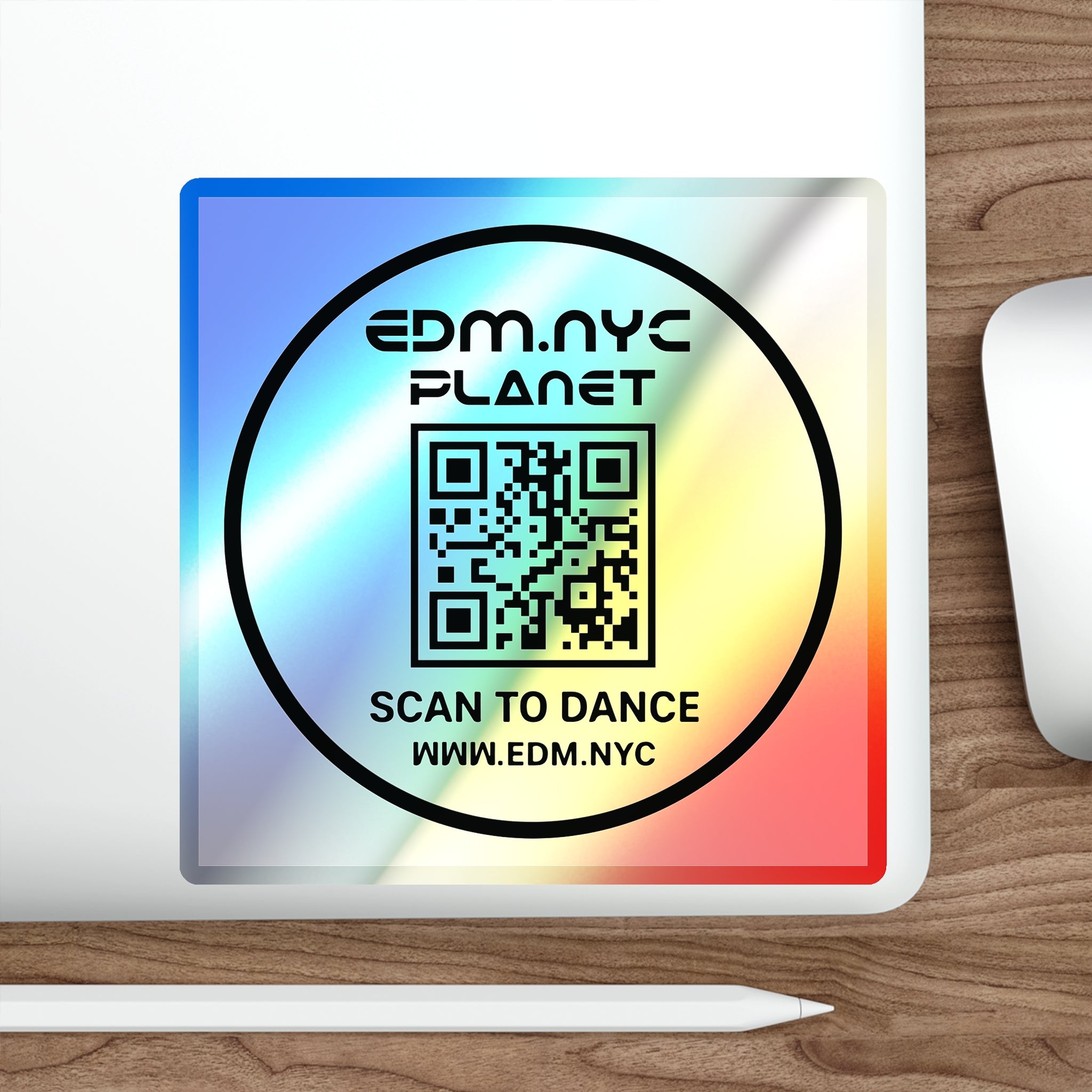 EDM NYC PLANET Holographic QR Code Sticker – Scan To Dance