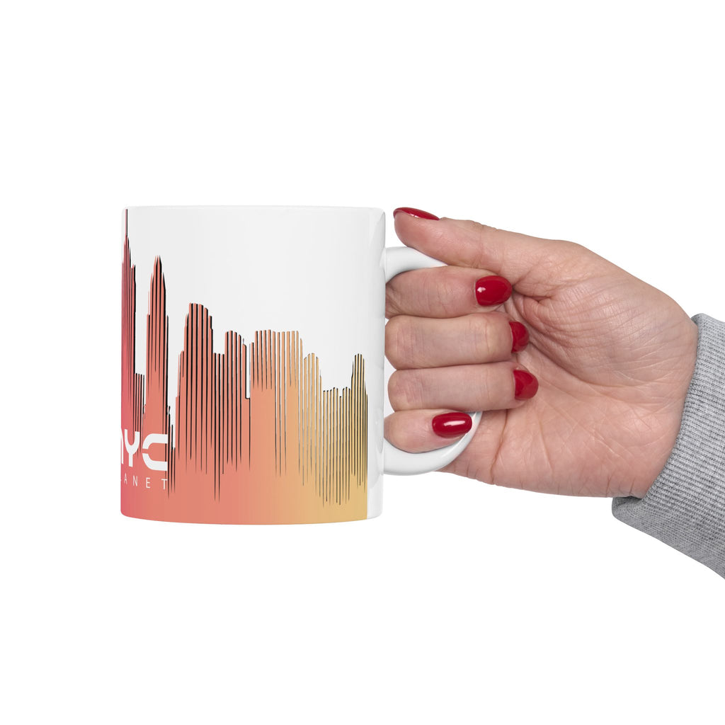 EDM NYC Skyline Ceramic Mug – Electronic Music Coffee Mug, NYC Cityscape Design (11oz, 15oz)
