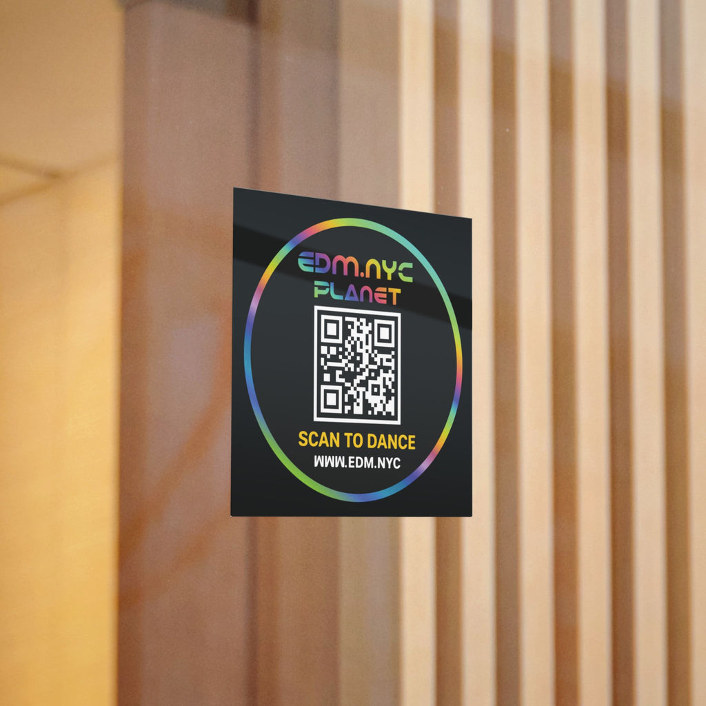 EDM.NYC Planet QR Die-Cut Sticker — “Scan to Dance” Club Sticker